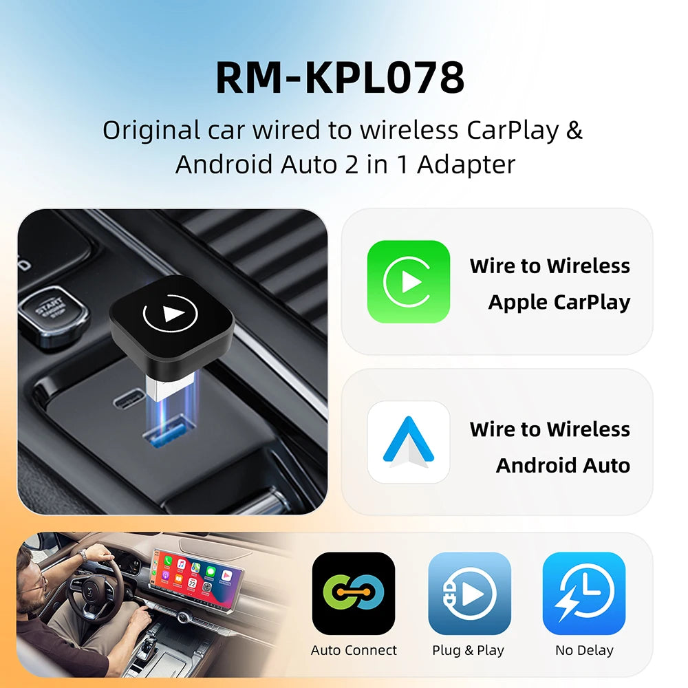 AutoLink™ 2w1 – Bezprzewodowy CarPlay & Android Auto