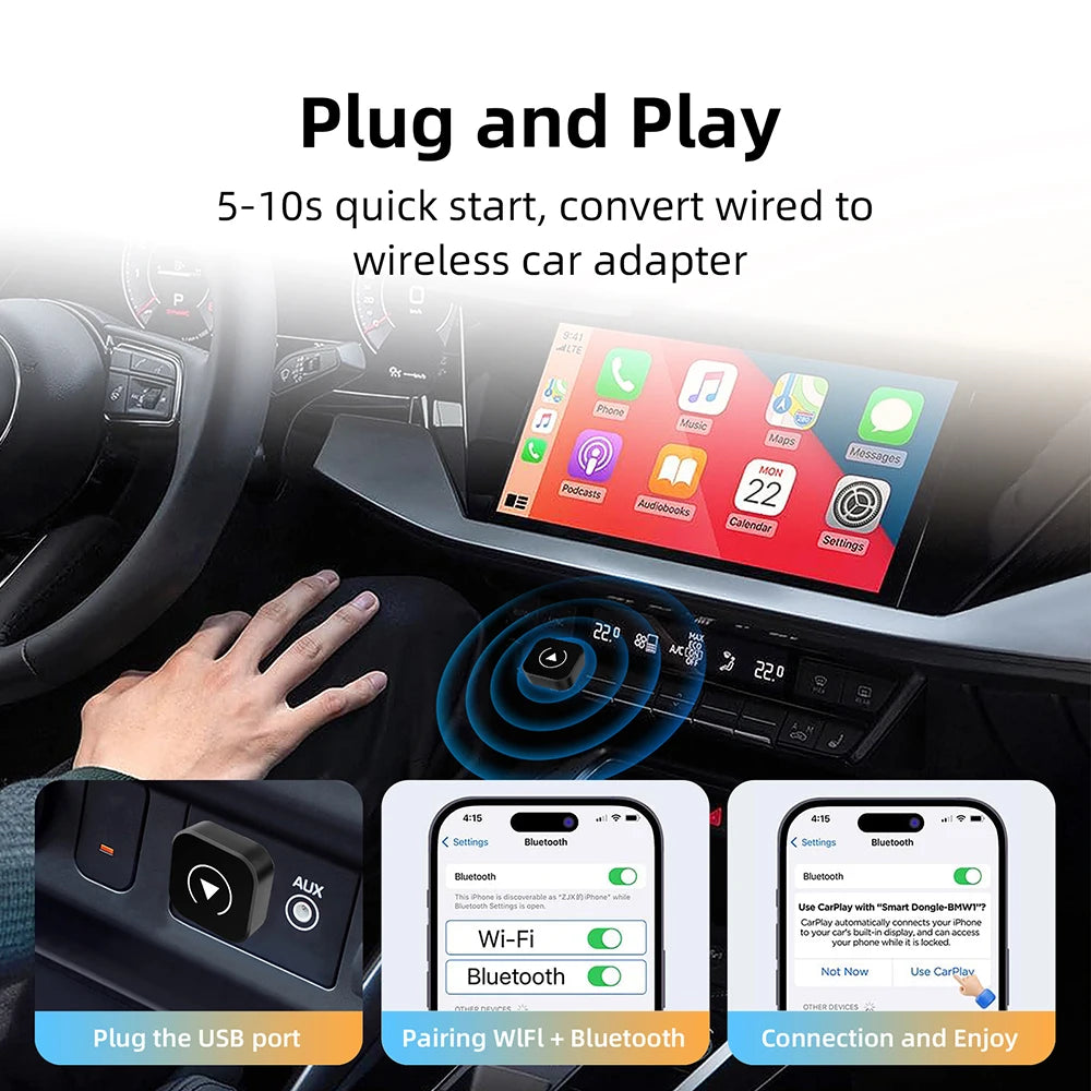 AutoLink™ 2w1 – Bezprzewodowy CarPlay & Android Auto